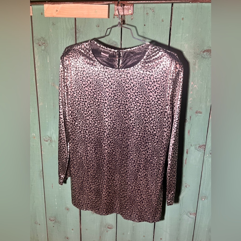 Vintage Giorgio Sant Angelo Metallic Cheetah Print Top With Shoulder Pads